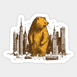 Big city bear. Don't be afraid, be more powerful Sticker